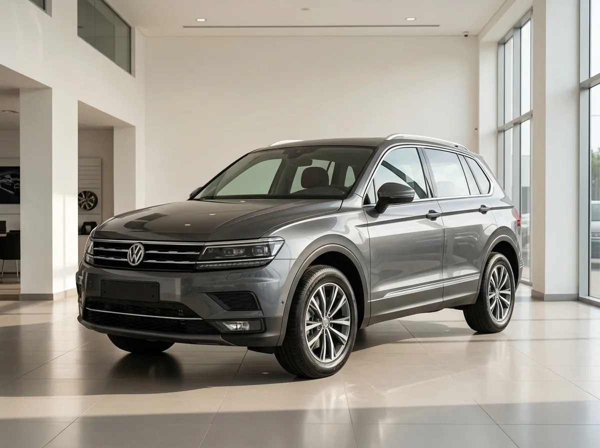 Showroom automotriz moderno con SUV exhibido